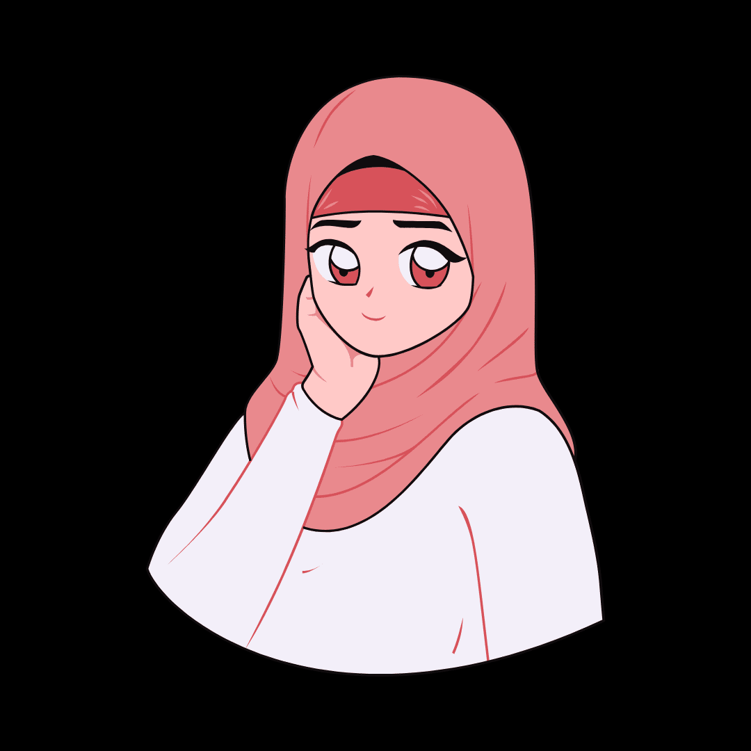 Blue Pink Illustrative Girl Hijab Avatar